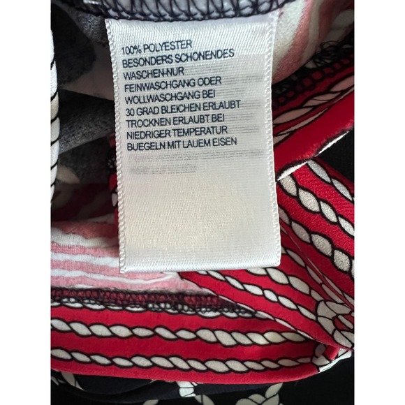 Nautica Mens Navy Blue Rope Lattice Print Long Sleeve Shift Dress Red Hem L - Picture 5 of 9